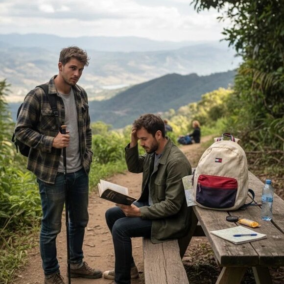 Tommy Hilfiger backpack featuring their iconic red, beige and blue - Picture 6 of 7
